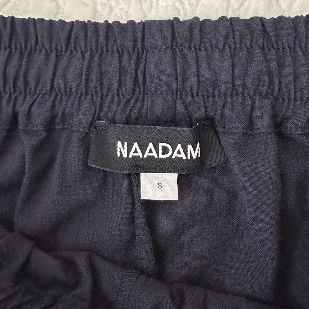 NAADAM Organic Cotton Drawstring Pants Navy Blue Wide Leg Pull On Lightweight - Picture 3 of 15